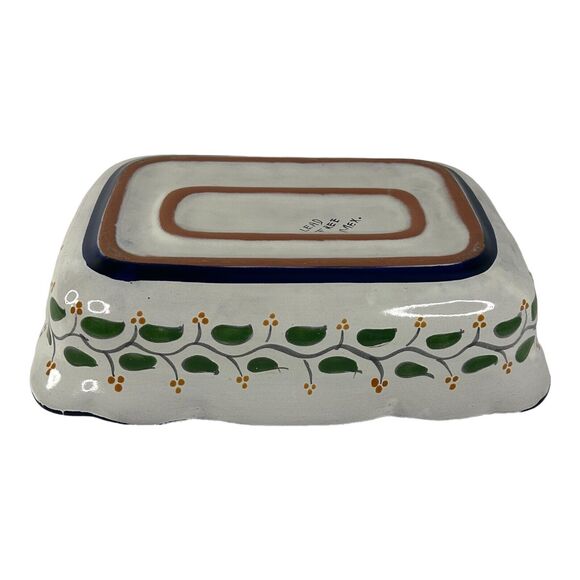 Mexican Hand Painted Pottery Baking Casserole Dish Floral Folk Art  13”x9”x3” - Picture 4 of 15